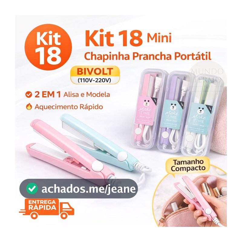 Kit 5/10/15/18 Mini Chapinha Prancha De Cabelo Portátil Com Case Transporte Bivolt Estojo Entrega rápida