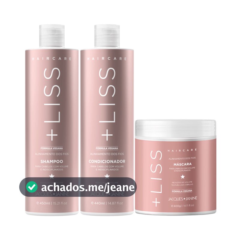 Kit Jacques Janine Hair Care Liss Shampoo 450ml Condicionador 440ml Máscara Lisos Antifrizz 400g