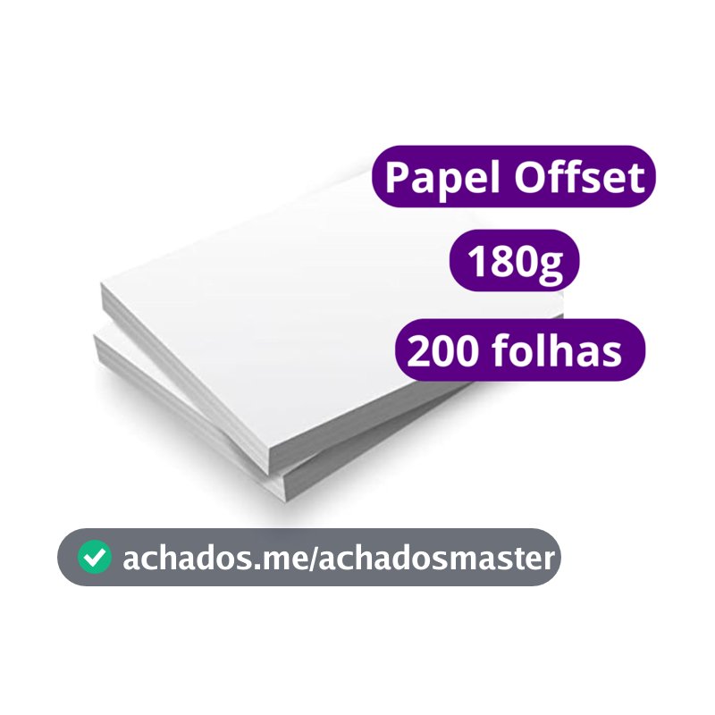Papel Offset Opaline Liso 180g A4 200 Folhas Branco Diplomata Masterprint