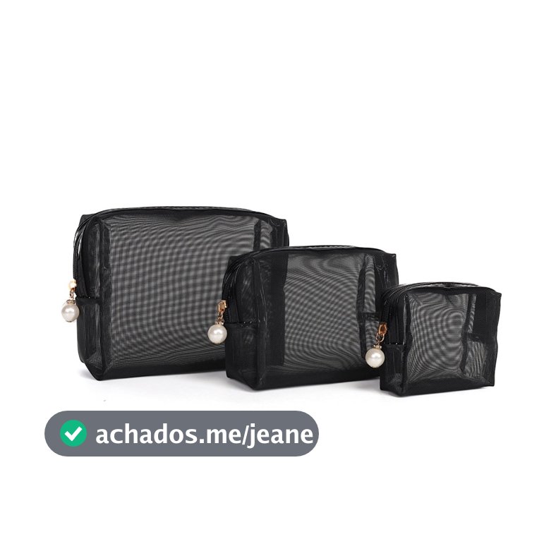 Kit 3 Necessaires de Tela com Zíper, Organizadoras/Bolsas de Maquiagem, Higiene  e Essenciais para Viagem