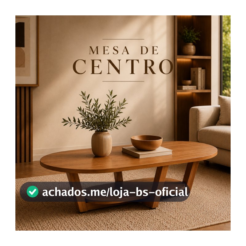 Mesa de Centro Elegance Decorativa para Sala e Recepção de Luxo com Pés em Madeira