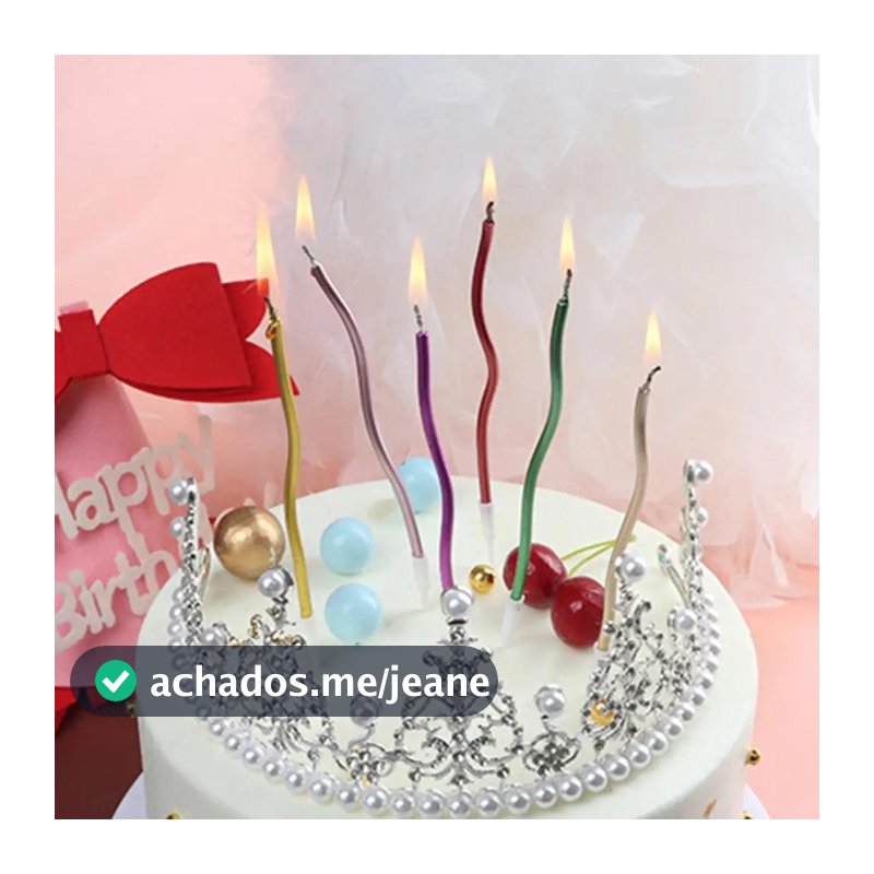 Velas de Aniversário Curvas 6 unidades Luxo para Decoração de Bolo Festas e Casamentos