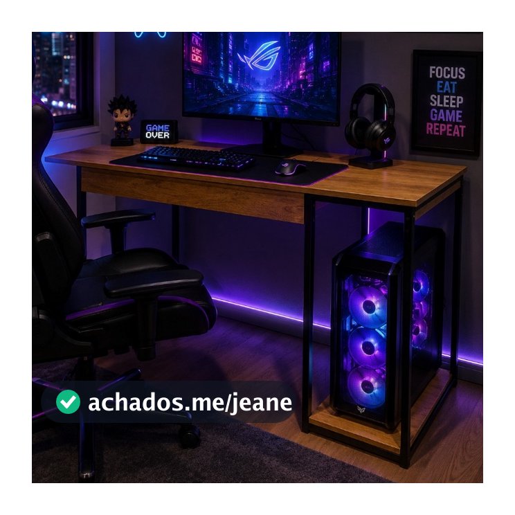 Mesa Gamer Escrivaninha Mesa Para Computador Home Office E Estudos Com Suporte Para CPU E Prateleira Lateral