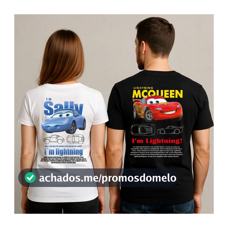 Kit camisa casal relampago mcquenn sally dia dos namorados presente
