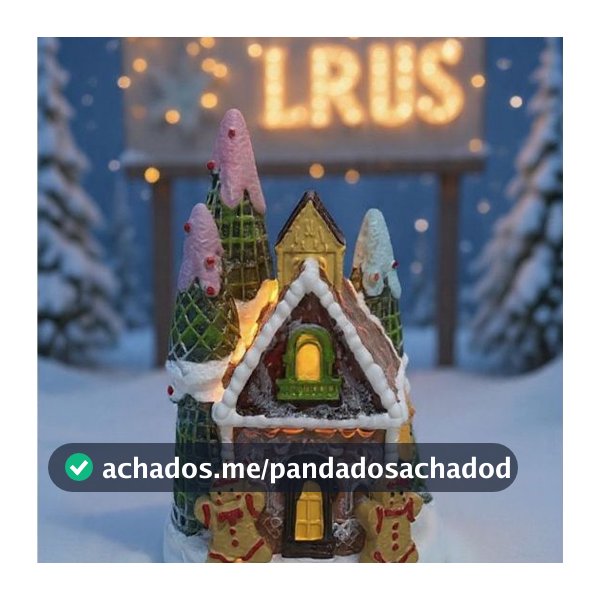 Enfeite Natal Natalino LED Casinhas Vila Natalina Resina 8cm x 8cm x 9cm Decoração Enfeite Cenário Premium