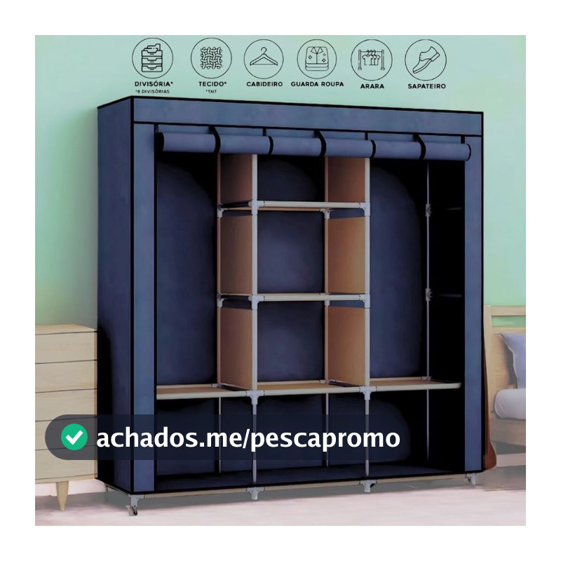 Guarda Roupa Portátil Desmontável Organizador Prático Solteiro e Casal