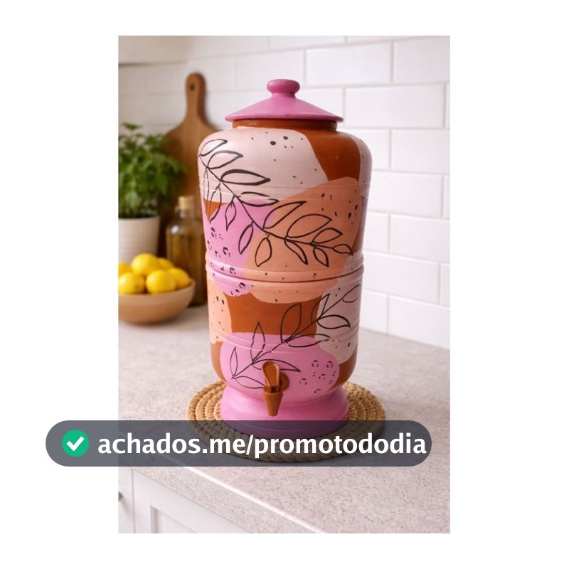 Filtro de Barro Decorado 18 Litros 2 velas – Rosa Ramos preto Harmonia e água natural