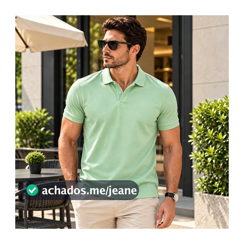 Camisa Polo Masculina Slim Manga Curta Algodão Premium Lisa Básica Confortável e Respirável