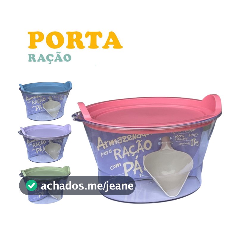 Pote Armazenador De Ração Com Pá e capacidade de 1kg - para Cachorro Gato e outros animais domésticos
