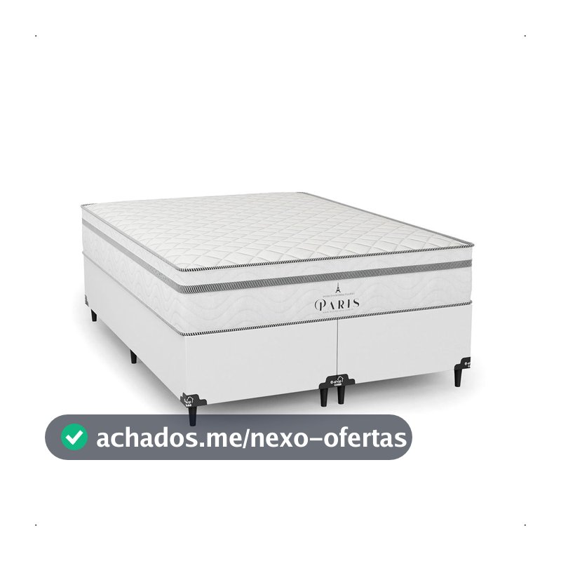 Cama Box Casal Bipartido + Colchão Paris Molas Ensacadas - Couro Branco - e-Shop Casa