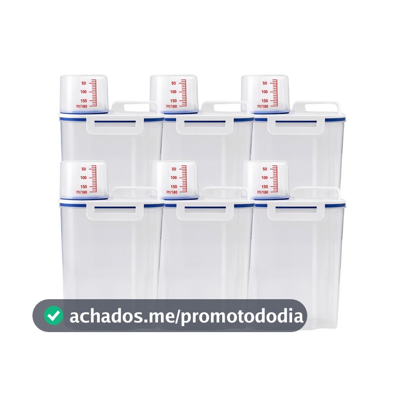 Kit 6 Potes Herméticos Com Medidor 2,5L Arroz Grãos Ração
