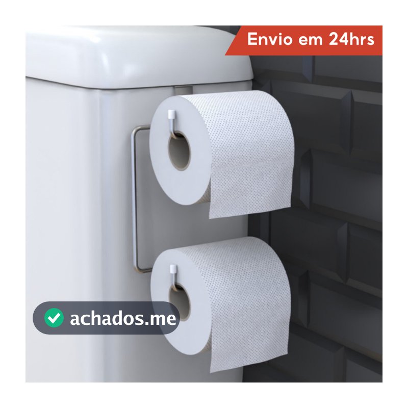 Suporte Porta Papel Higienico Duplo Aramado Para Caixa Acoplada Cromado Aço Preto Branco