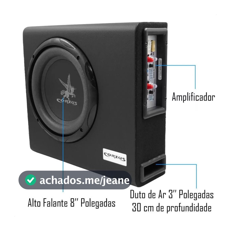 Caixa Som Amplificada 3 em 1 Corzus CXMS303 Slim 350W Rms Sub Ativo + Potencia p/ Falantes de Porta