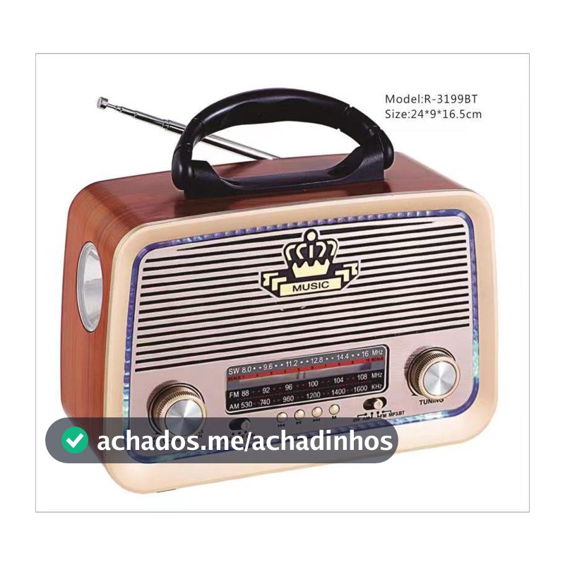 Radio Retro  bluetooth ,entrada usb,microsd lanterna e sainda auxiliar AD-3199