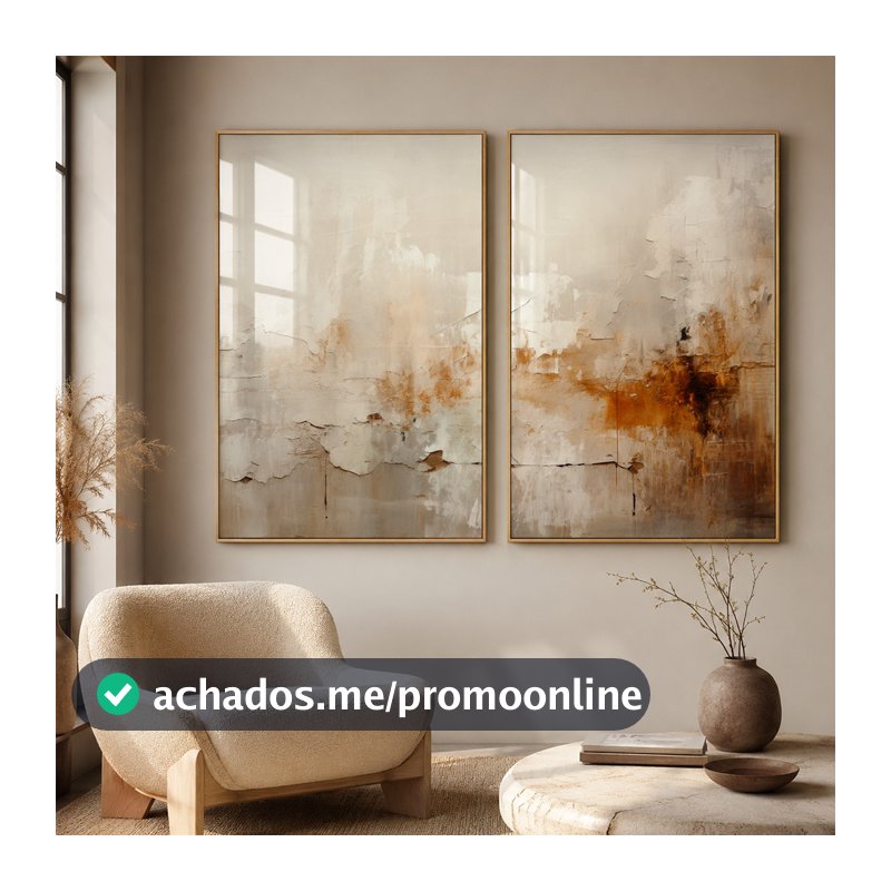 Quadro Decorativo Abstrato Reflexo do Outono 2 Telas Díptico Sala Quarto Escritório Decoração