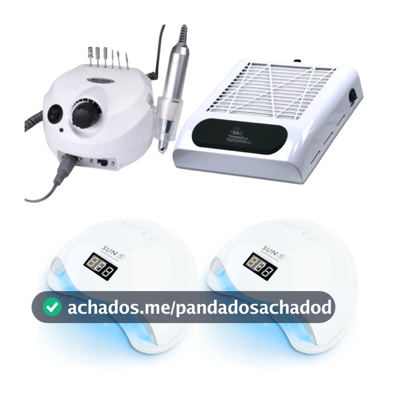 Kit 2x Cabine Sun 5 LED UV Digital 48w + Lixadeira Porquinho 50,000 RPM + Coletor Sugador de Pó de Unhas D&Z 80W