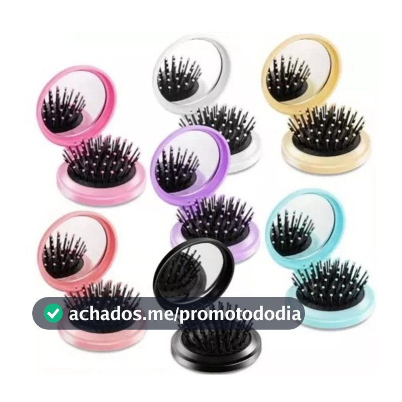 ANA1108 KIT Mini Escova de Cabelo Dobrável Com Espelho-Portátil e Perfeita Para Bolsa