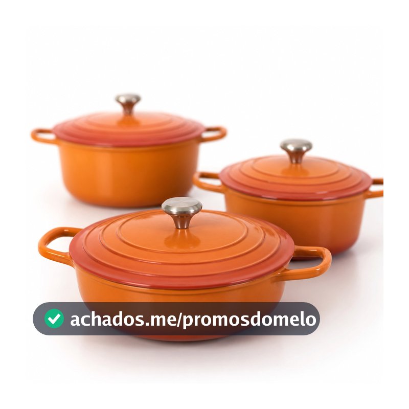 Jogo conjunto Panela Caçarola Revestimento Ceramico e Indução Laranja presente casamento aniversario