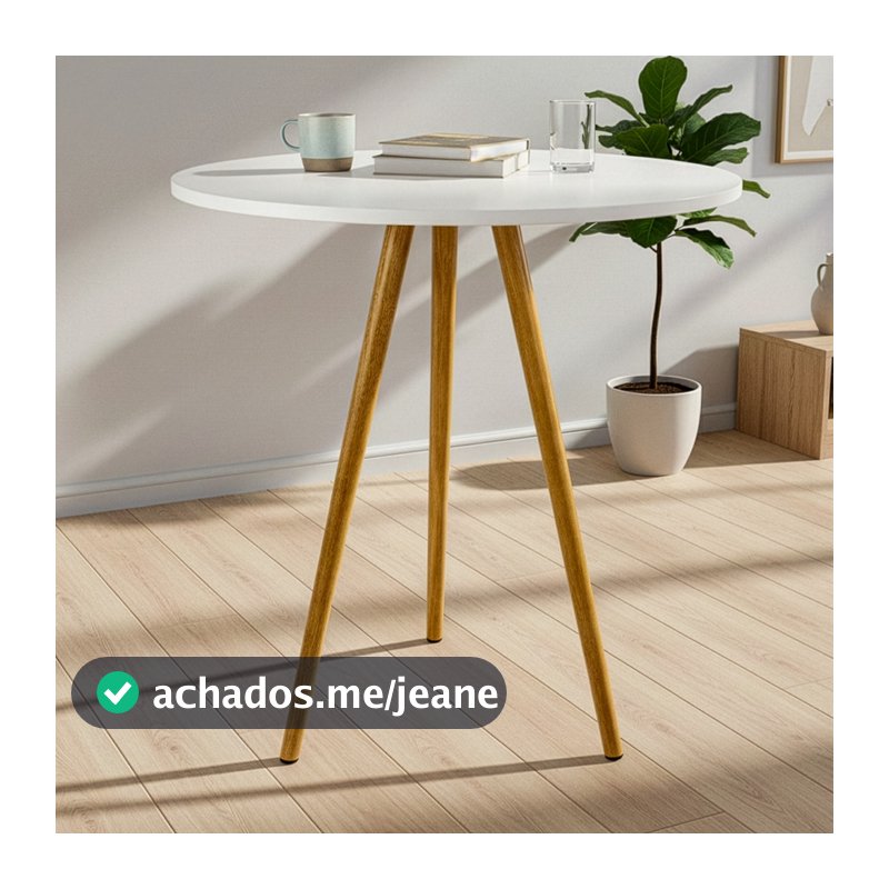 Mesa Redonda 70cm 3 Pés De Palito Varanda Flat Kitnet