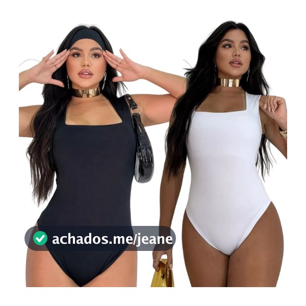 Kit 2 Body Feminino Decote Quadrado Alças Grossas Casual Elegante