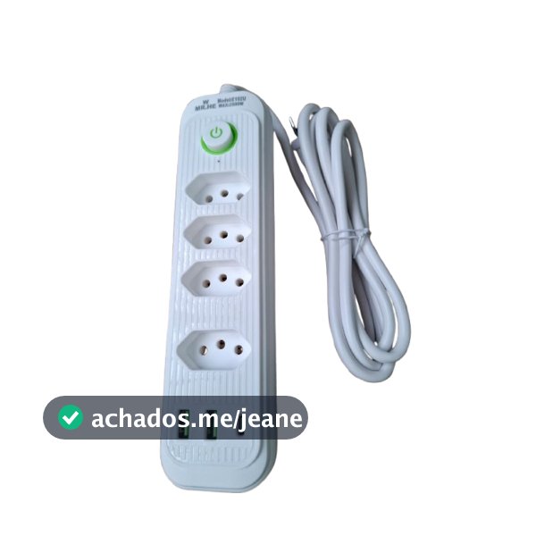 Extensão 4 Tomadas 2 USB E 1 USB-C Cabo 2 Metros Com Botão Para desligar Bivolt