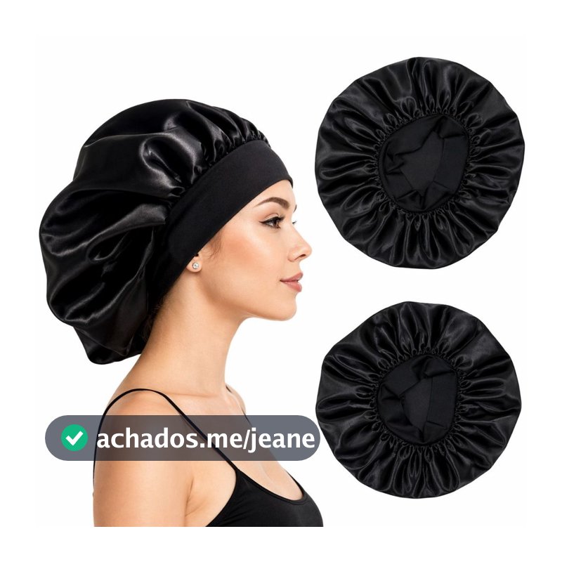 Touca de Cetim Com Faixa Larga Anti frizz Para Dormir Cozinhar e Banho
