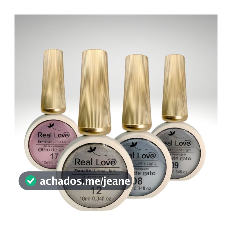 Kit 4 Esmalte Em Gel Refletivo Glitter Olho De Gato 10ml - Real Love