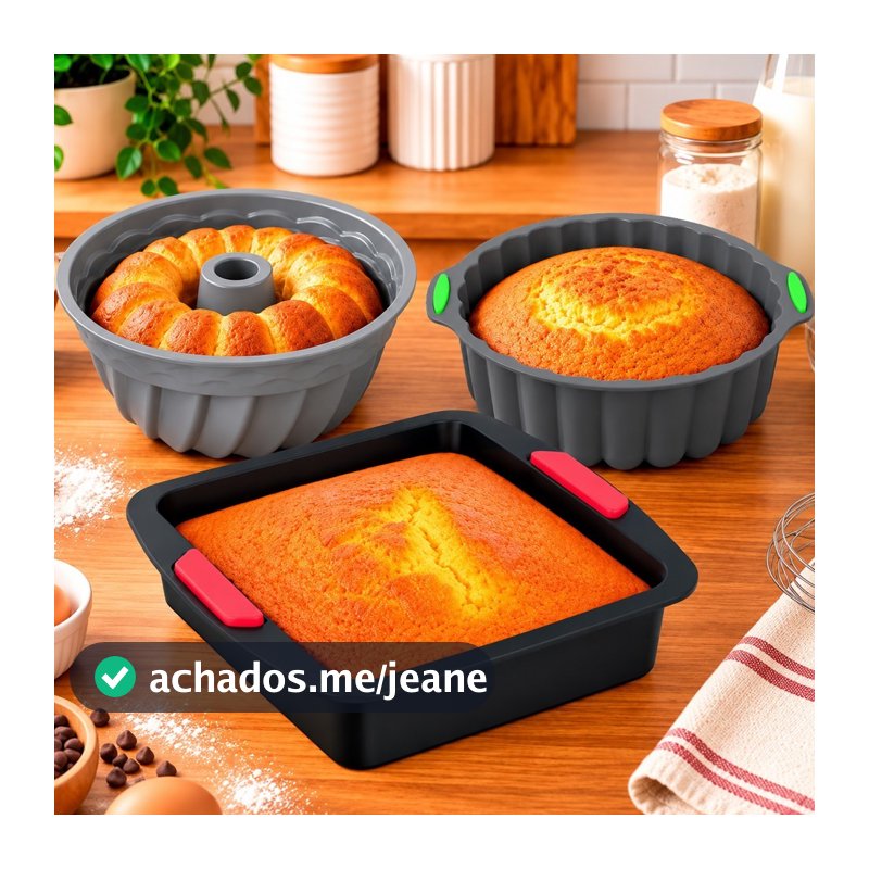 Kit 3 Formas de Silicone para Air Fryer Forno Freezer MIcroondas Assadeira ideal Bolo Pães e Doces