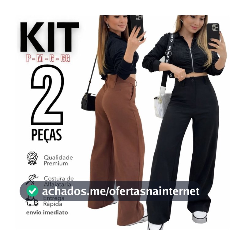 Kit 2 Calça Alfaiataria PREMIUM Cintura Alta Com Bolso PROMOÇÃO