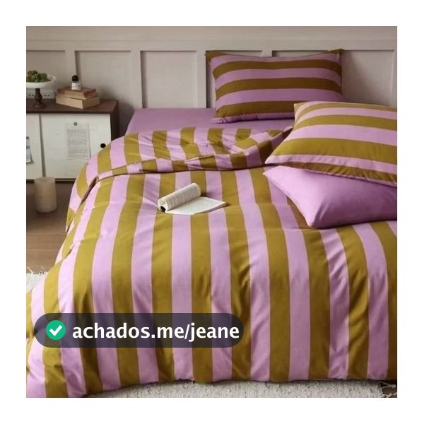 Edredom Listrado casal - edredom de listrado fofo - edredom solteiro listrado - edredom Queen listrado Lilas com Verde