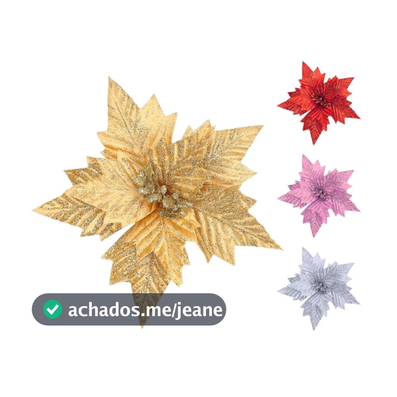 Kit 12 Flores Artificial Decoração Enfeite Árvore Natal Luxo LuvinCo