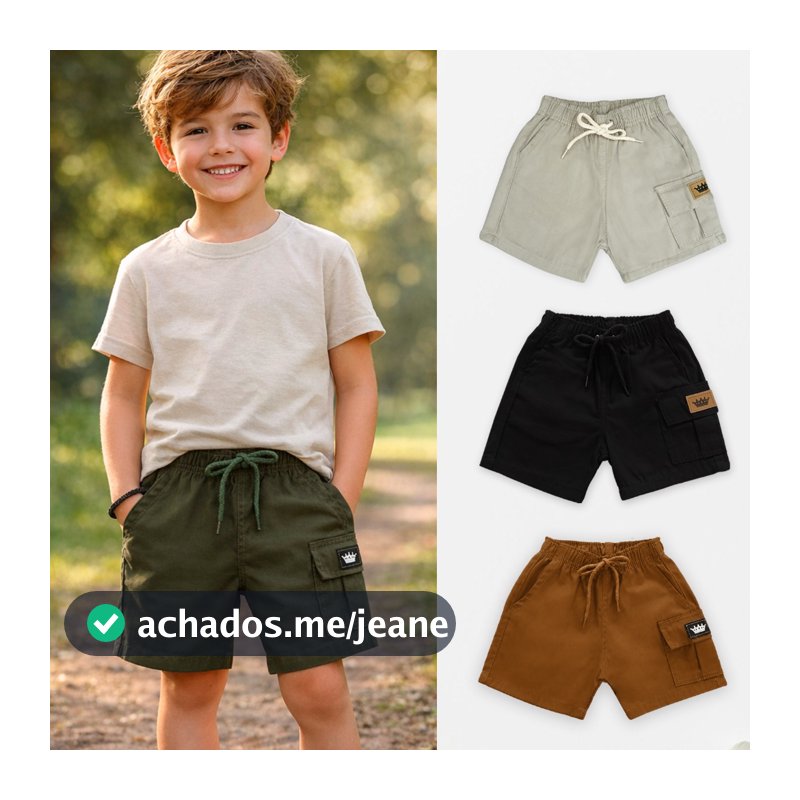 Bermuda Cargo Infantil Juvenil Short Estilo Mauricinho Brim Meninos Premium 02 ao 16