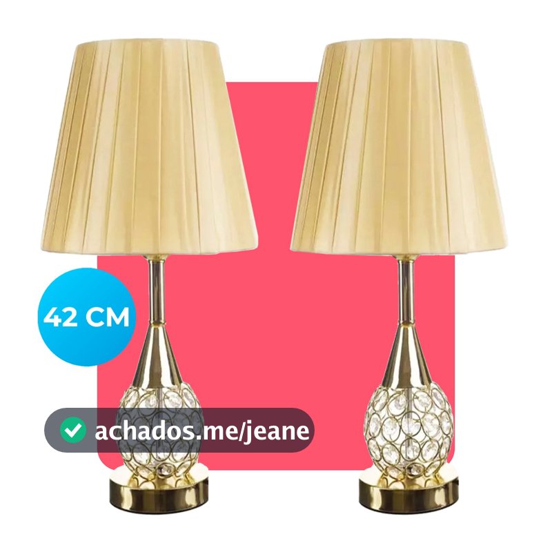 Kit 2 Abajur Luminaria Decorativo Quarto Sala Escritorio Branco Preto Dourado Prata Com Led Bivolt