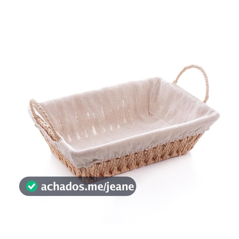 Cesta Retangular com Alça e Forro de Papel 29cm x 19cm Organização Cozinha - Wolff