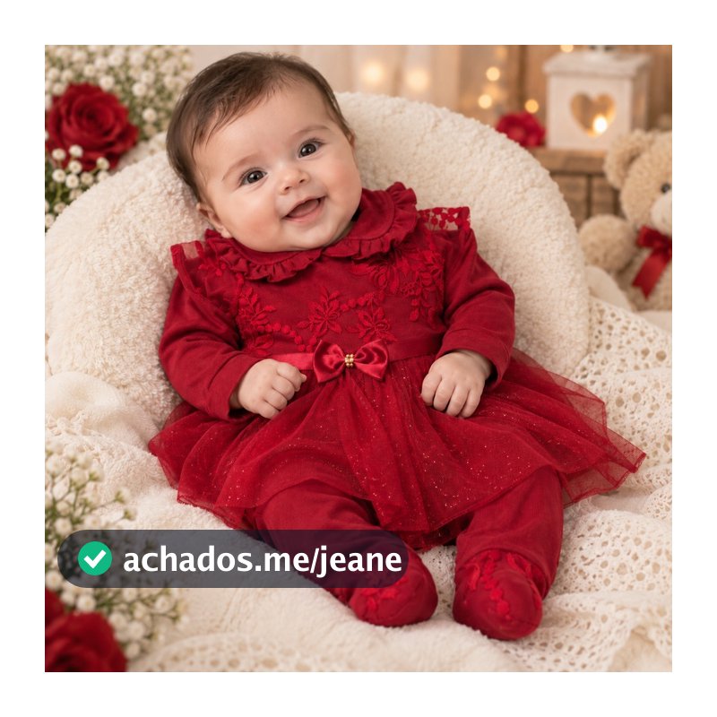 Macacão bebê com vestido/usa separado Manuela