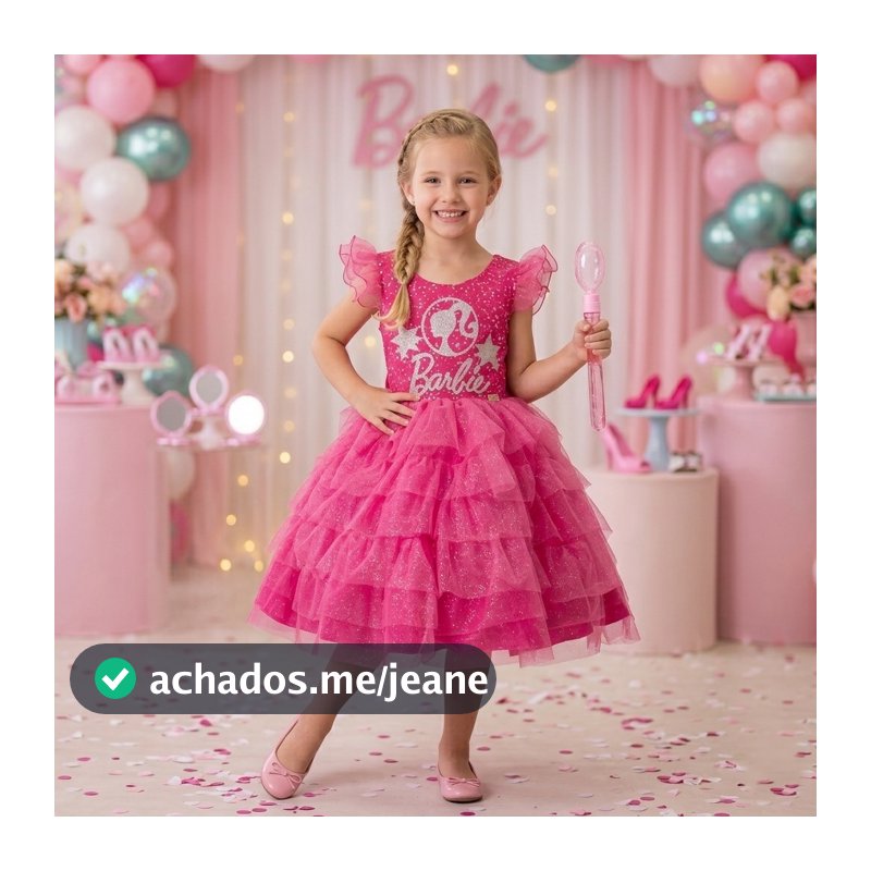 Vestido Infantil Barbie luxo festa + Brinde