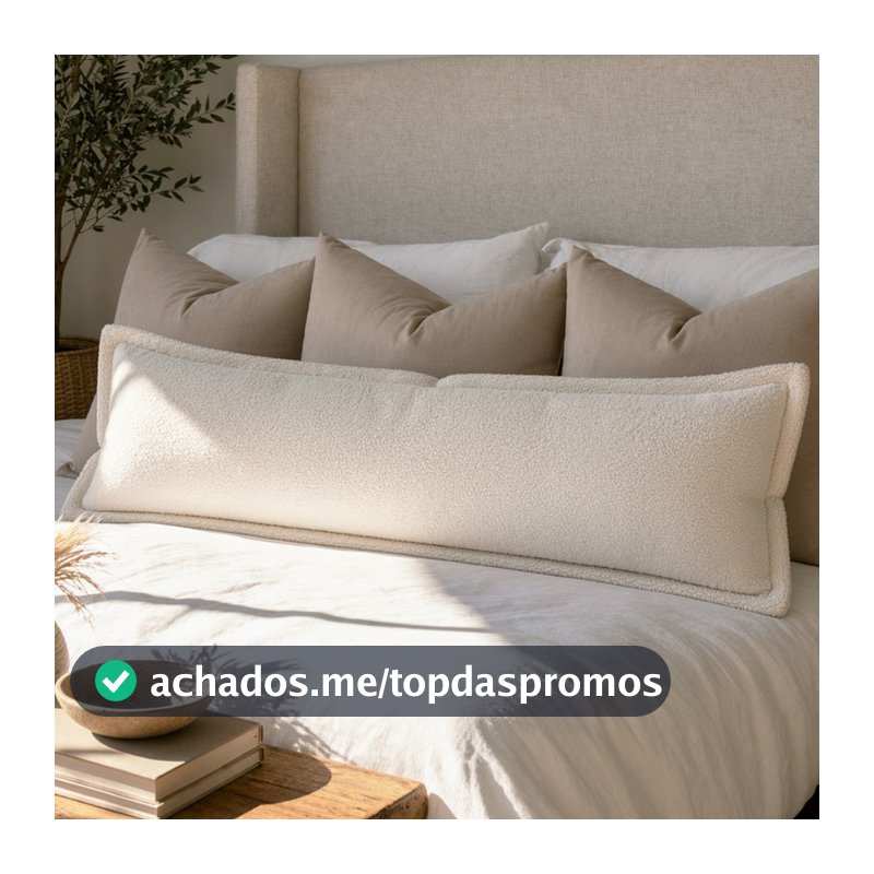 Capa para Travesseiro de Corpo Organic Bouclê C/ Abas Luxo Orgânico Decorativo Cama Quarto Body Pillow Xuxão C/ Zíper