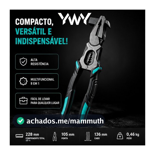 Alicate Multifuncional 8 em 1 com Martelo Cortador Decapador de Fios Ferramenta Universal F11