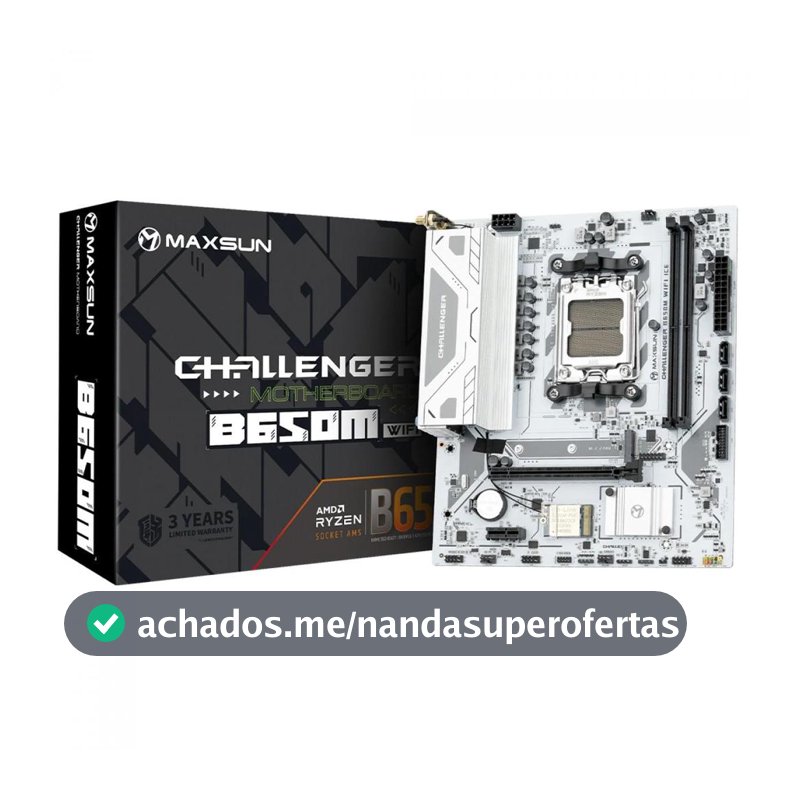 Placa Mãe Maxsun Challenger B650M WiFi Ice V2, Chipset B650, AMD AM5, mATX, DDR5