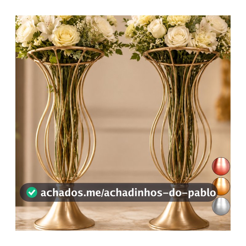 2 Vaso Dourado Armação Jarros Aramado Para Pedrarias Decoração Luxo Festa Casamento