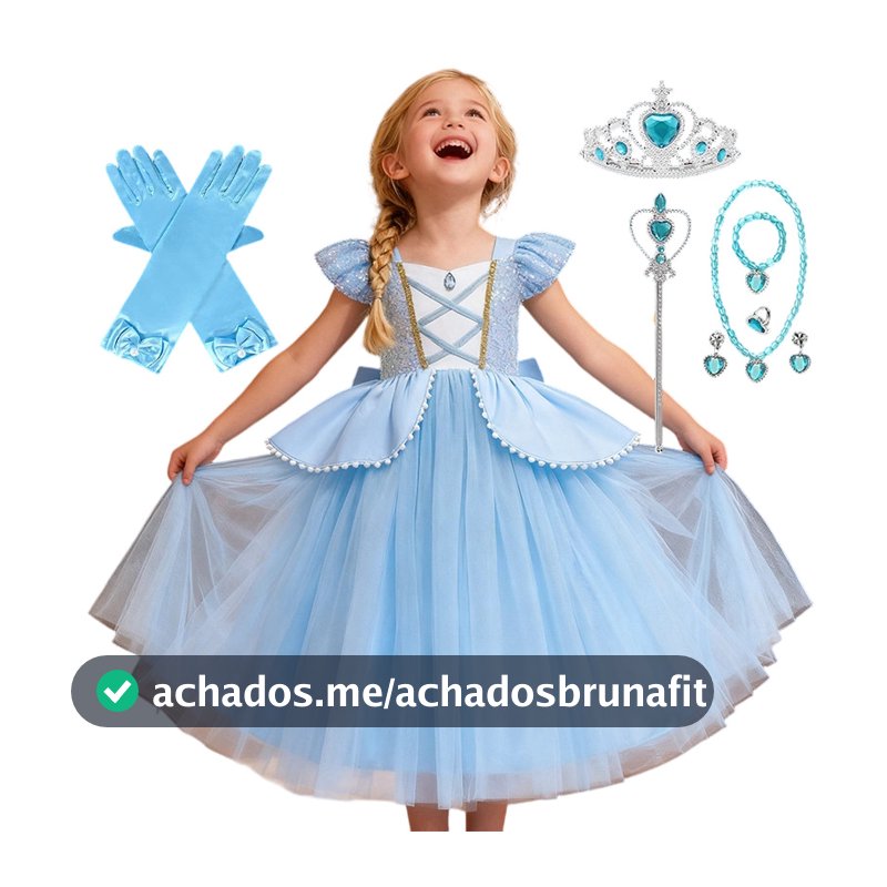 Meninas Cinderela Vestido De Princesa Crianças Azul Claro Manga Curta Festa De Aniversário Carnaval Cosplay Traje