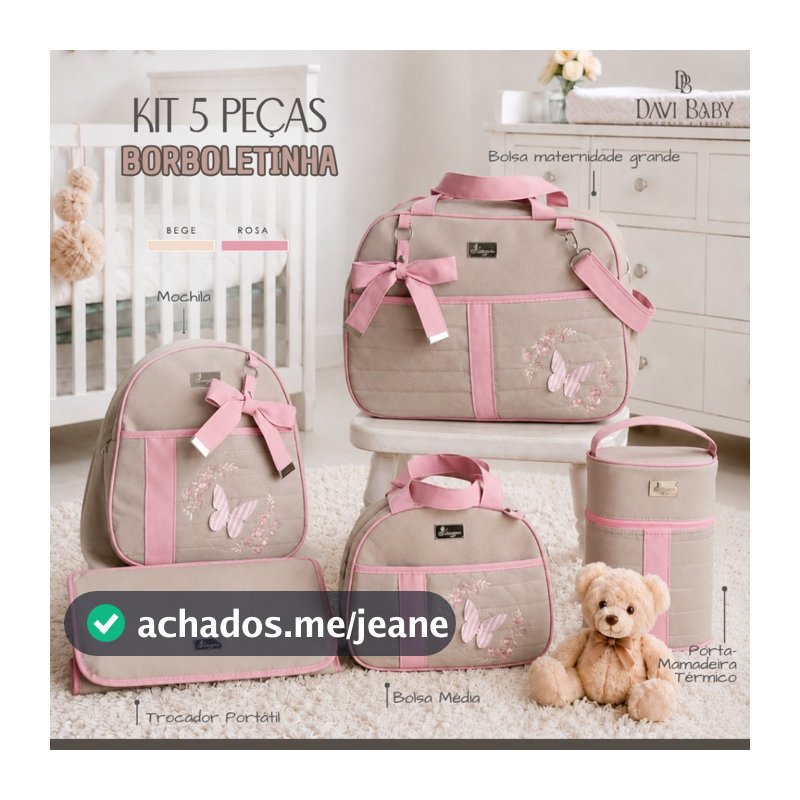 Kit Bolsa Maternidade Completo Bolsa G Bolsa M Mochila Porta Mamadeira Trocador Térmico Impermeável de Luxo Davi Baby
