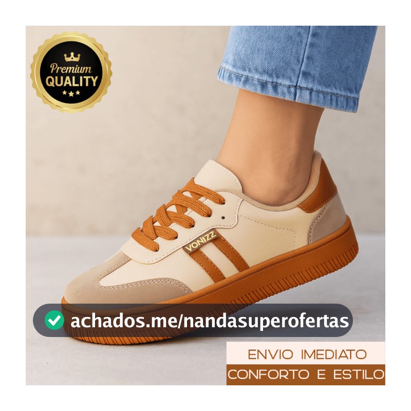 Tênis Feminino VONIZZ Confortável e Casual para Todos os Estilos Sapato Couro Casual Macio Baixo Retrô Bonito