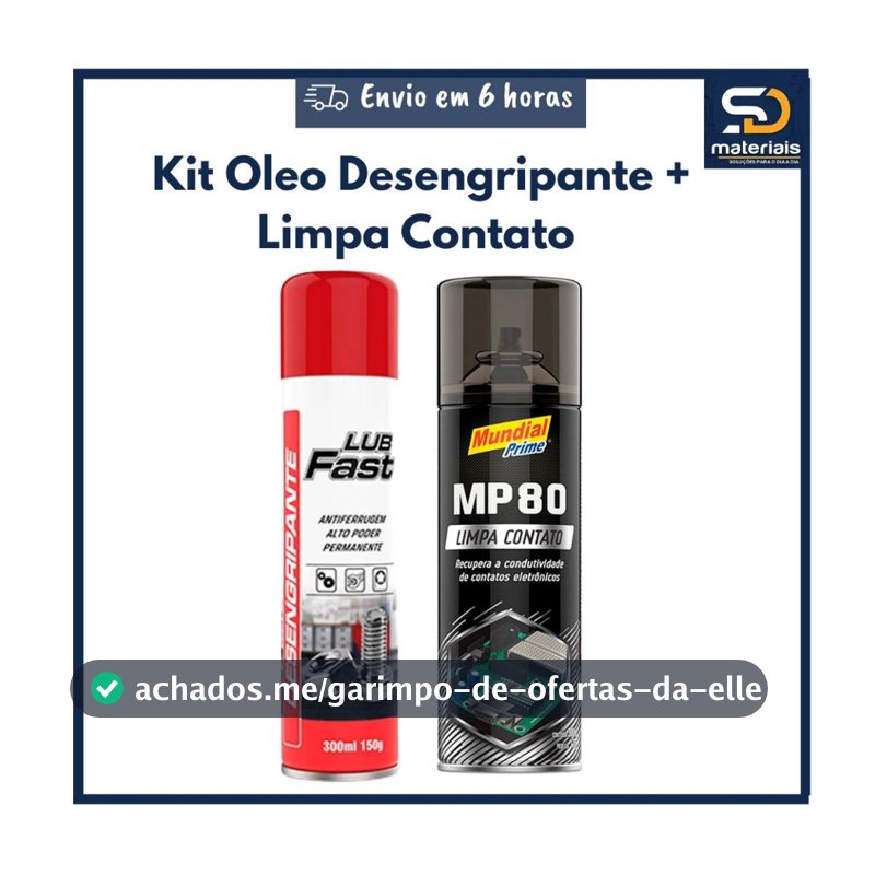 Kit Oleo Desengripante Lub Fast 300ml + Limpa Contato Mundial Prime