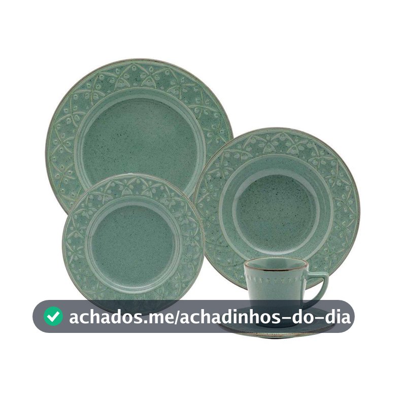 Aparelho Jantar/Chá Oxford Mendi Malaquita Cerâmica Verde 20 Peças