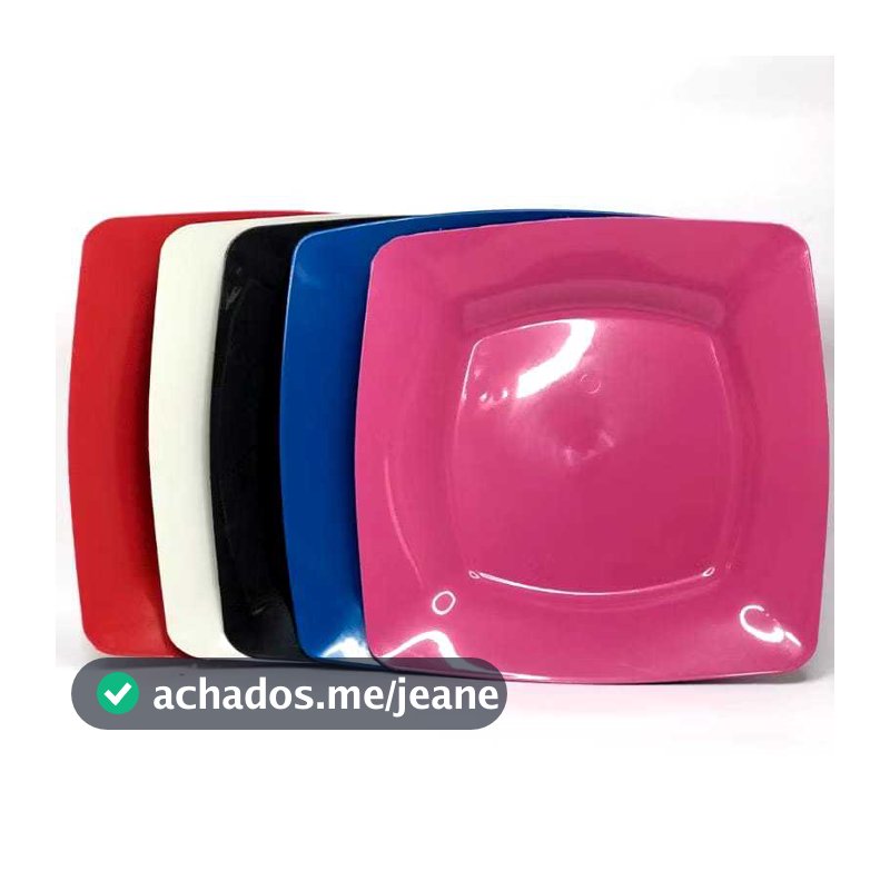 Pratos Refeição Raso Quadrado; Kit 6,10,16 ou 20(PLÁSTICO).Almoço/Jantar/Lanche.