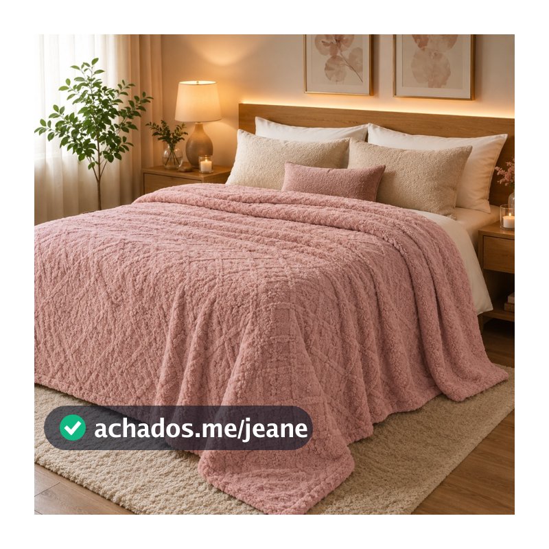 Manta Jacquard Casal Queen 2,00x1,80m 100% Poliéster Macia, Quente, Decorativa para Cama e Sofá
