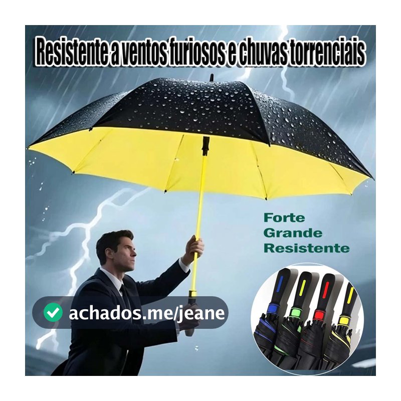 Guarda-Chuva Grande Automático - Fibra de Vidro Blackout para Proteção UV, Reforçado para Tempestade！