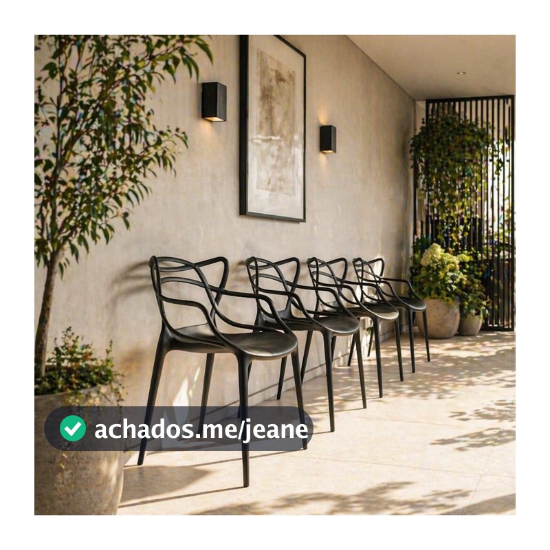 Kit 4 Cadeiras Allegra Preta — Espaço de Café e Convívio Visual Sofisticado