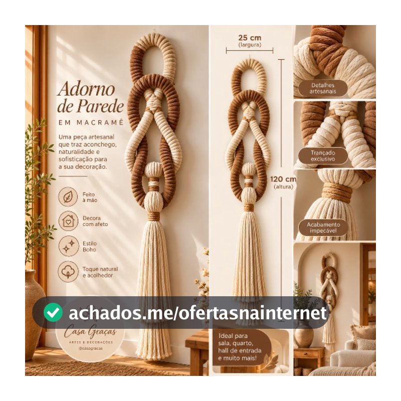 Colar de parede Entrelaços , adorno, painel macramê  boho decoração artesanal decoração sala / quarto artesanato